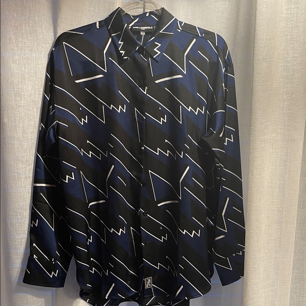 Brand new Karl Lagerfeld Black and Blue Geometric Shirt